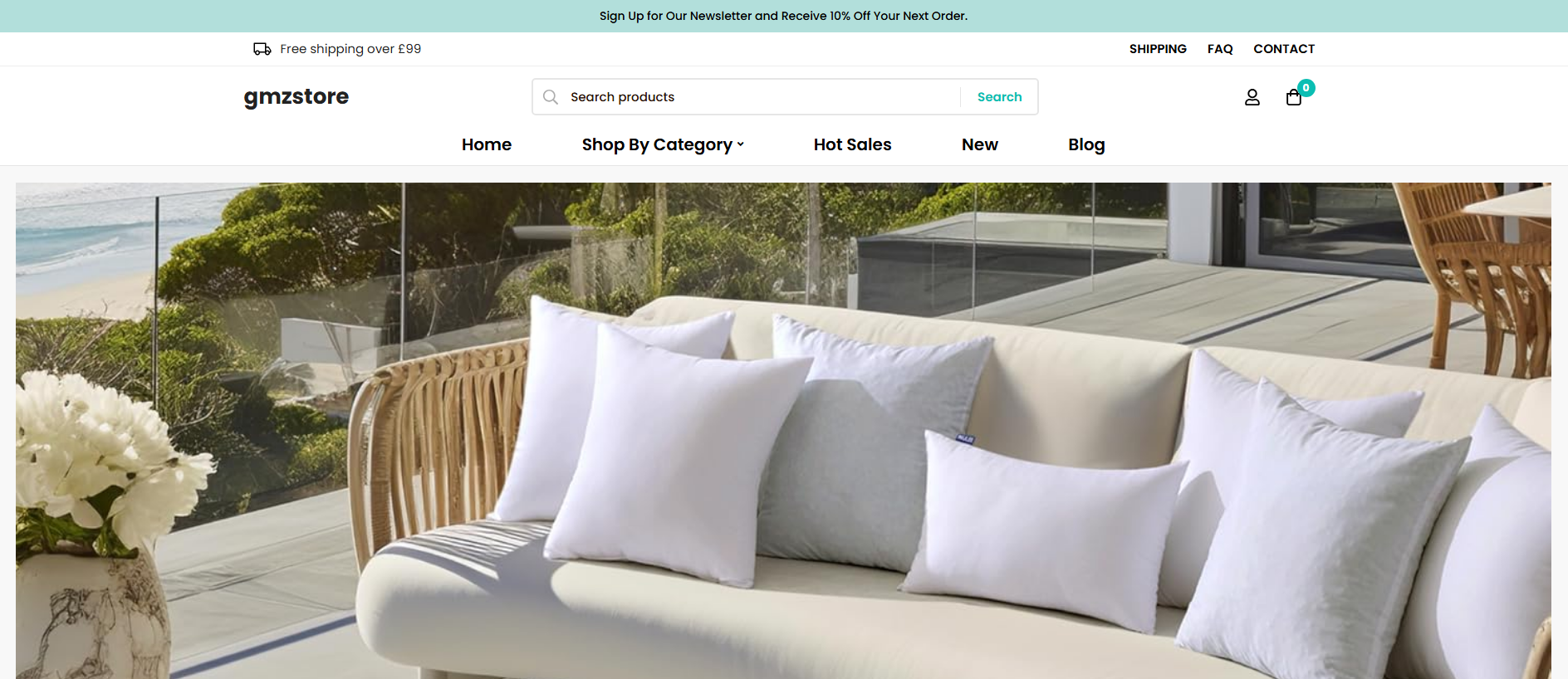 Forensic screenshot of gmzstore.co.uk showing the phishing page layout