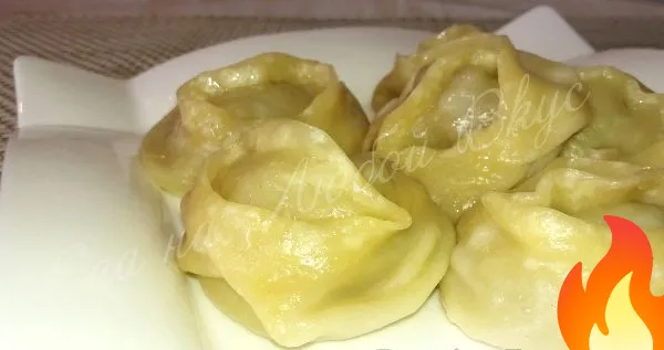 Фото Домашние манты с тыквой и фаршем