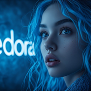 Girl Blue Fedora AI 1