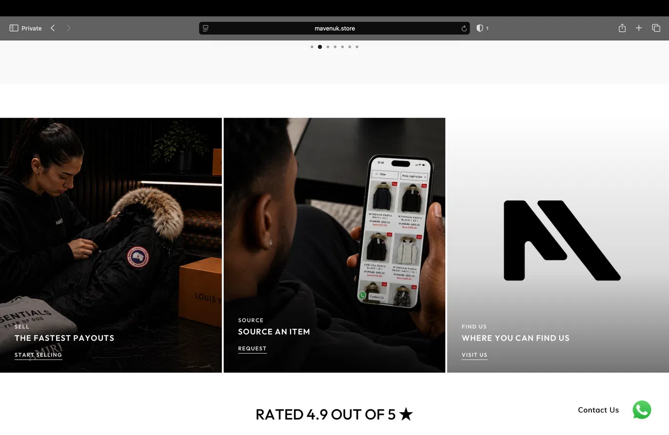 Maven Store homepage