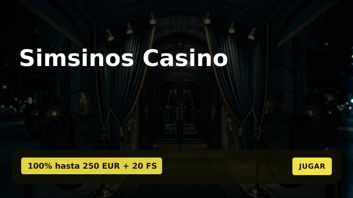 Simsinos Casino - bono de bienvenida 100% hasta 250 EUR + 20 FS, pagos: Visa, Mastercard, Skrill, Neteller, Paysafecard