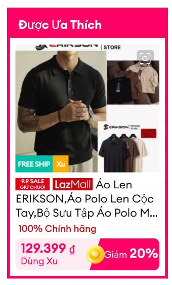 Áo Len ERIKSON,Áo Polo Len Cộc Tay,Bộ Sưu Tập Áo Polo Mới Ra Mắt,Mang Phong Cách Trẻ Trung,Sang Trọng AL19