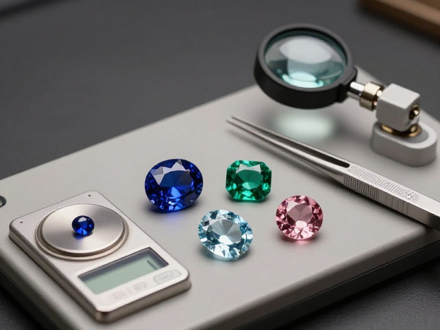 Gemstone price estimate displayed beside a gemstone and a gemological report