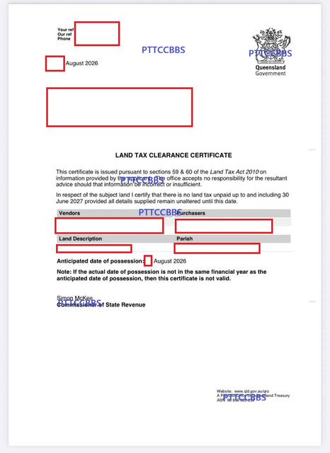 Land Tax certification