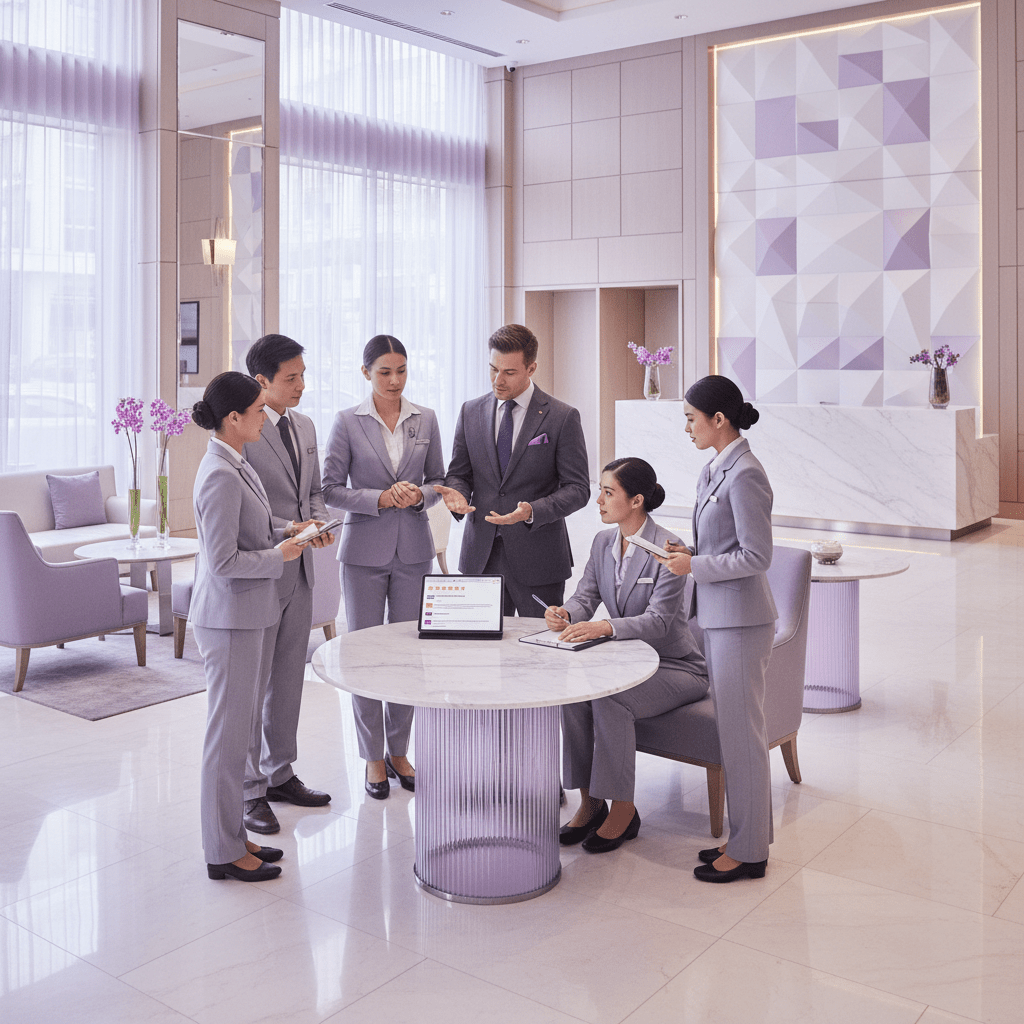 Hospitality team reviewing guest feedback