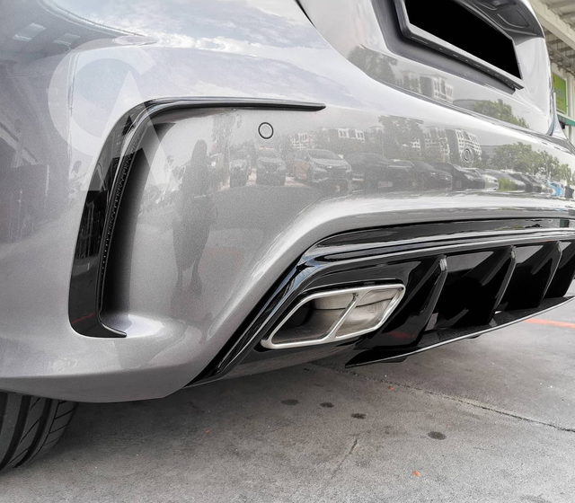 Mercedes A-Class W176 AMG A45 Look Rear Diffuser Gloss Black Silver Tailpipes 13-18