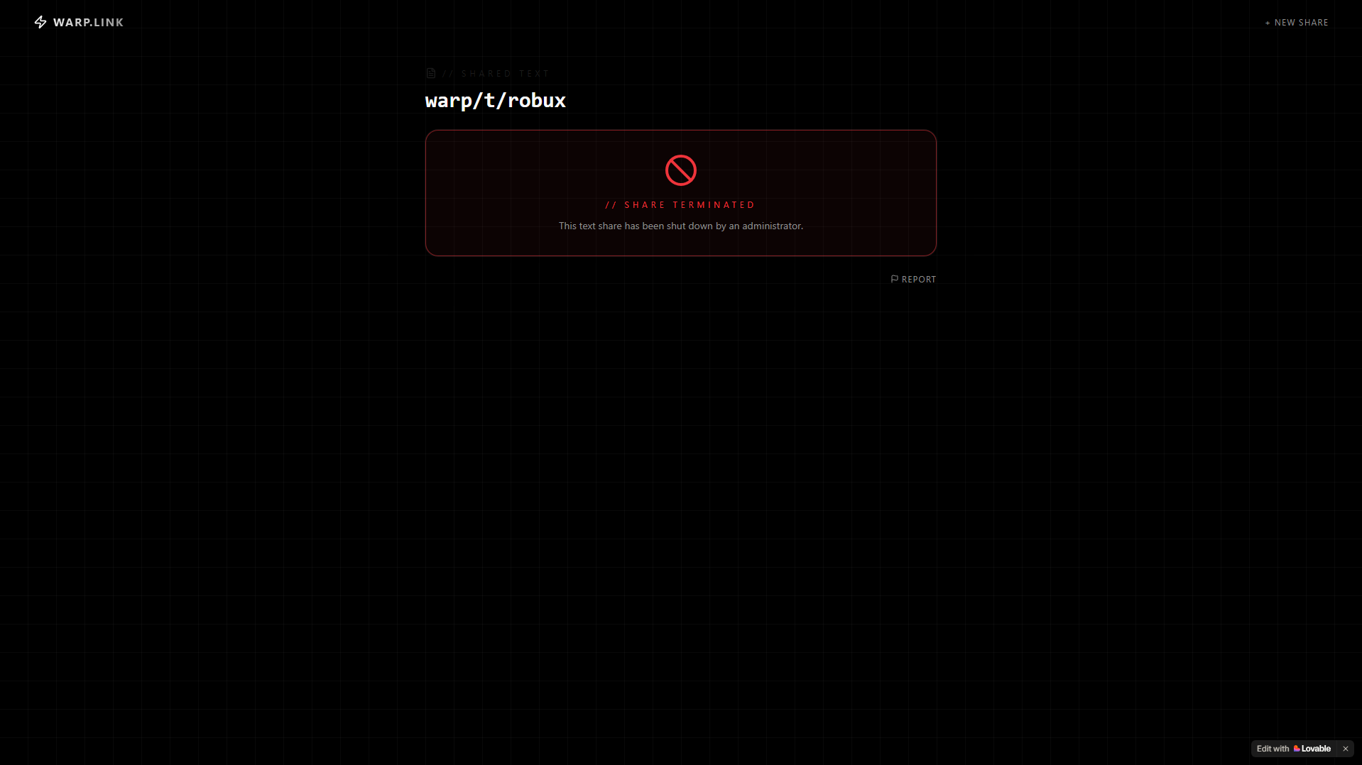 Screenshot of warplink.lovable.app