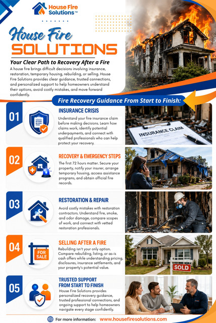 House Fire Solutions provides homeowners with additional information that can help them organize the stages that follow a residential fire.

Official Website: https://www.housefiresolutions.com/resources/steps-after-house-fire

House Fire Solutions
Phone: (866) 934-1703

Read Our Blogs:

https://housefiresolutionsservices.tumblr.com
https://housefiresolutions.weebly.com/
https://housefiresolutions.wixsite.com/fireinsuranceclaims

More Links:

https://www.buzzfeed.com/housefiresolutions
https://www.anime-planet.com/users/housefiresolutions
https://www.apsense.com/user/housefiresolutionsservices