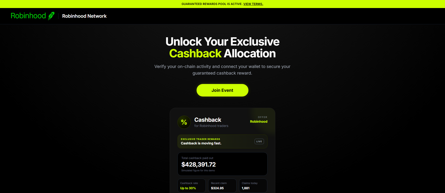 Stored capture of cashbackrobinhood.com