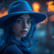 Girl Blue Fedora AI 2