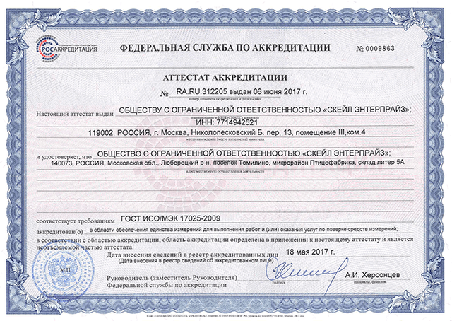 Аттестат аккредитации