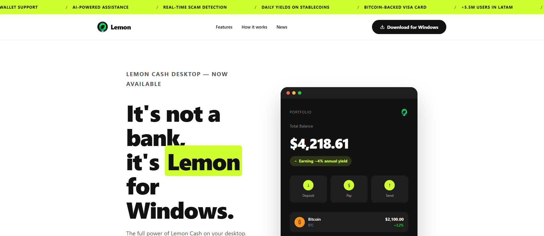 Forensic screenshot of lemondesktop.me showing the phishing page layout