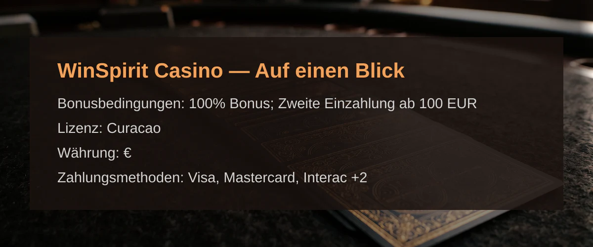WinSpirit Casino — Auf einen Blick