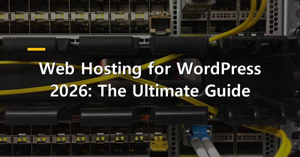 Web hosting for WordPress banner with laptop and website elements