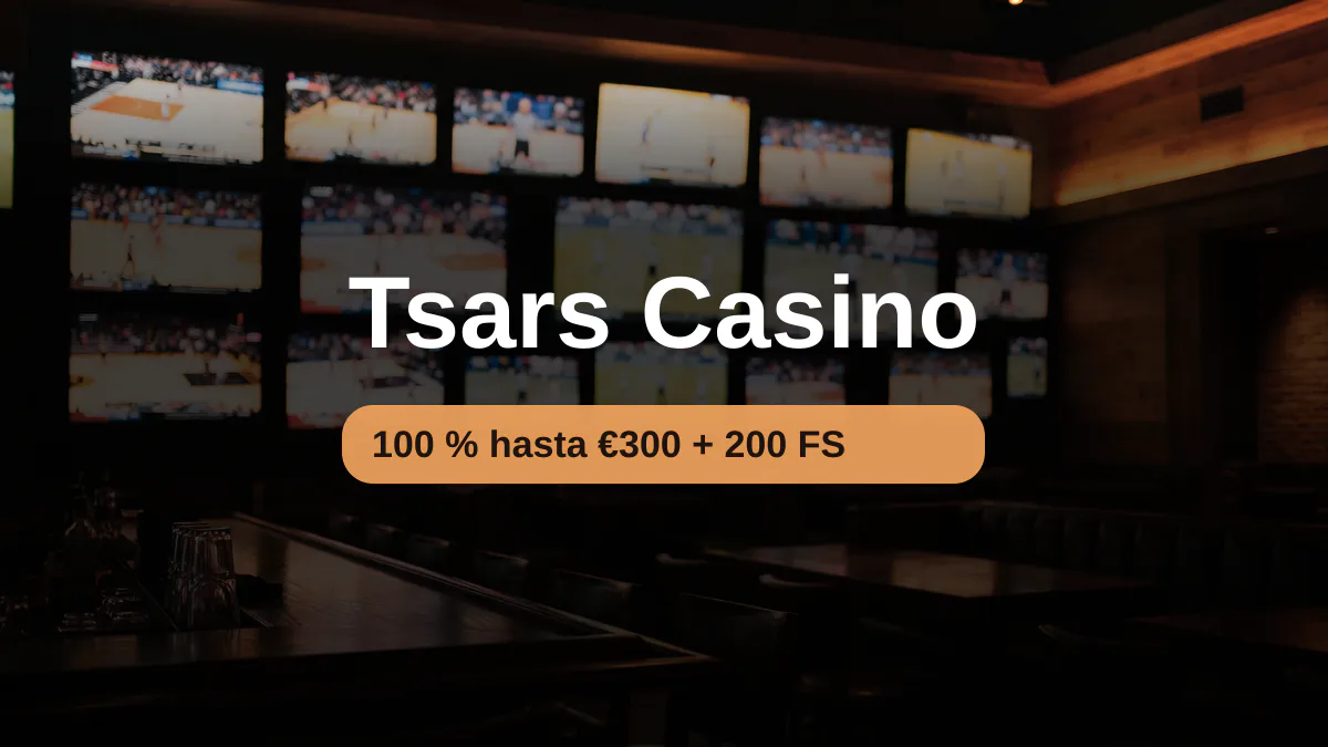 Tsars Casino — bono de bienvenida 100 % hasta €300 + 200 FS, pagos: Visa, Mastercard, Skrill, Neteller, Paysafecard