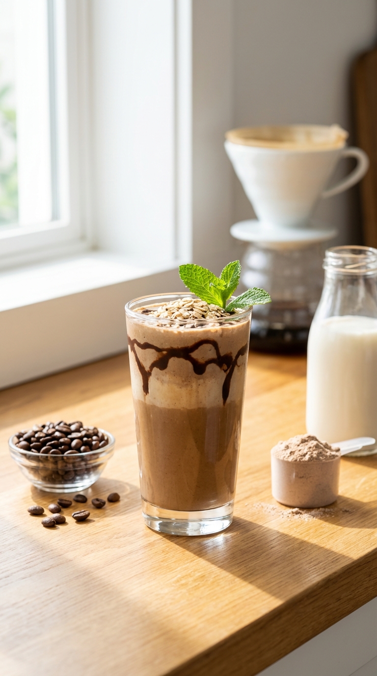 Iced Coffee Mocha Boost — protein smoothie recipes healthy easy