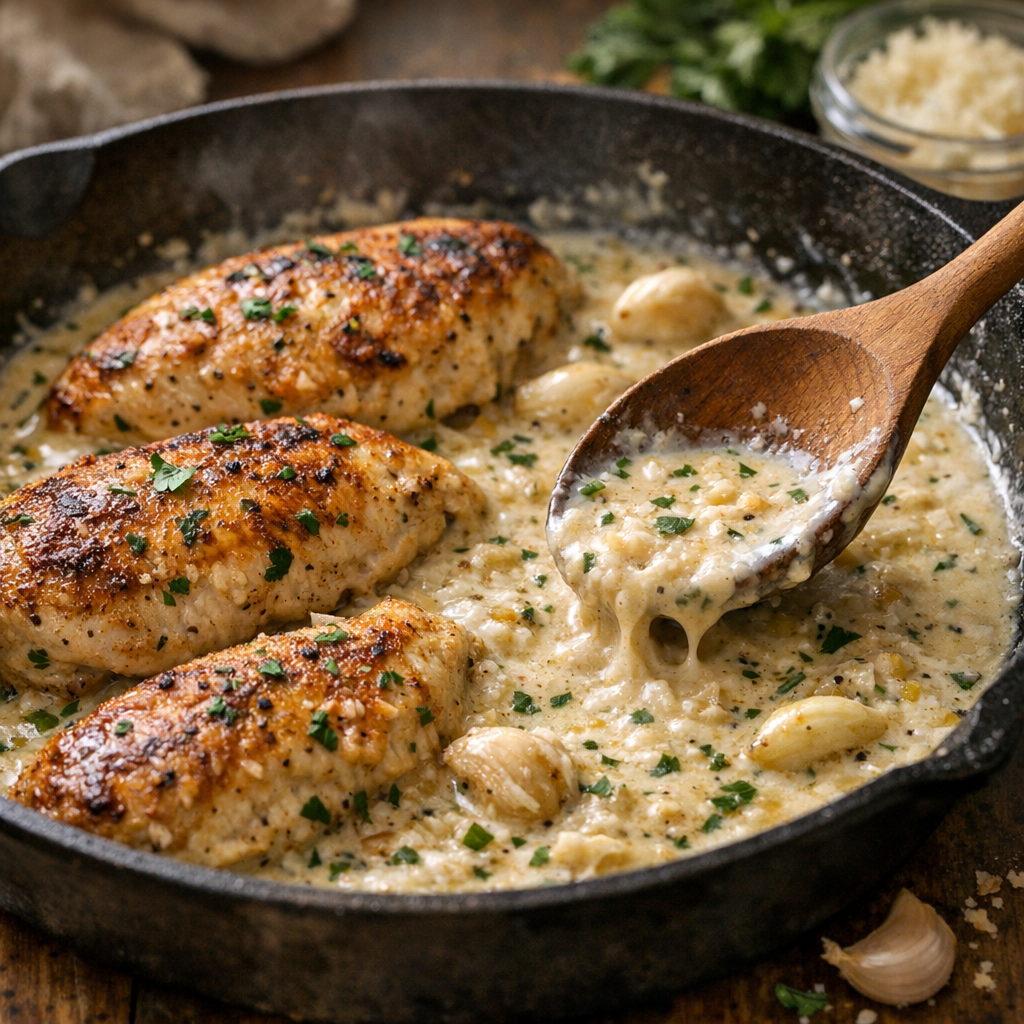 creamy garlic chicken skillet ingredients