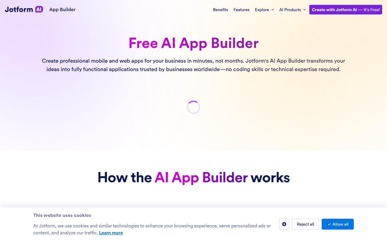 Jotform AI App Builder