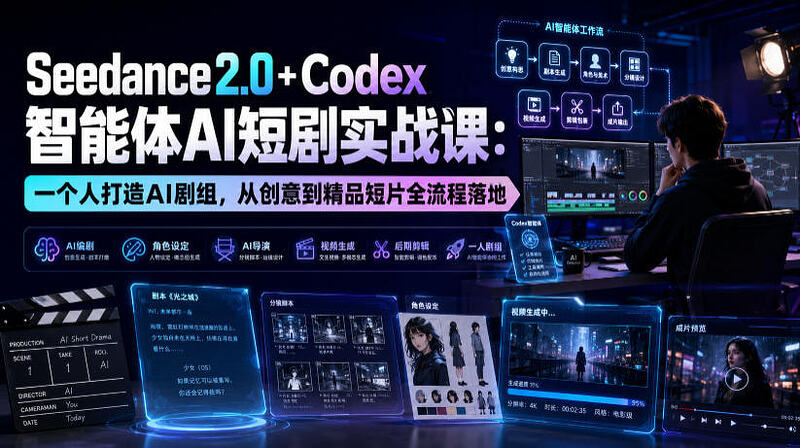 Seedance2.0+Codex智能体AI短剧实战课，从创意到精品短片全流程