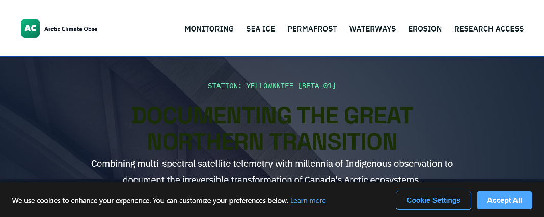 Screenshot of arcticclimateobservatory.com