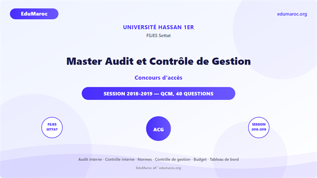 Master Audit et Contrôle de Gestion (ACG) — FSJES Settat 2018-2019