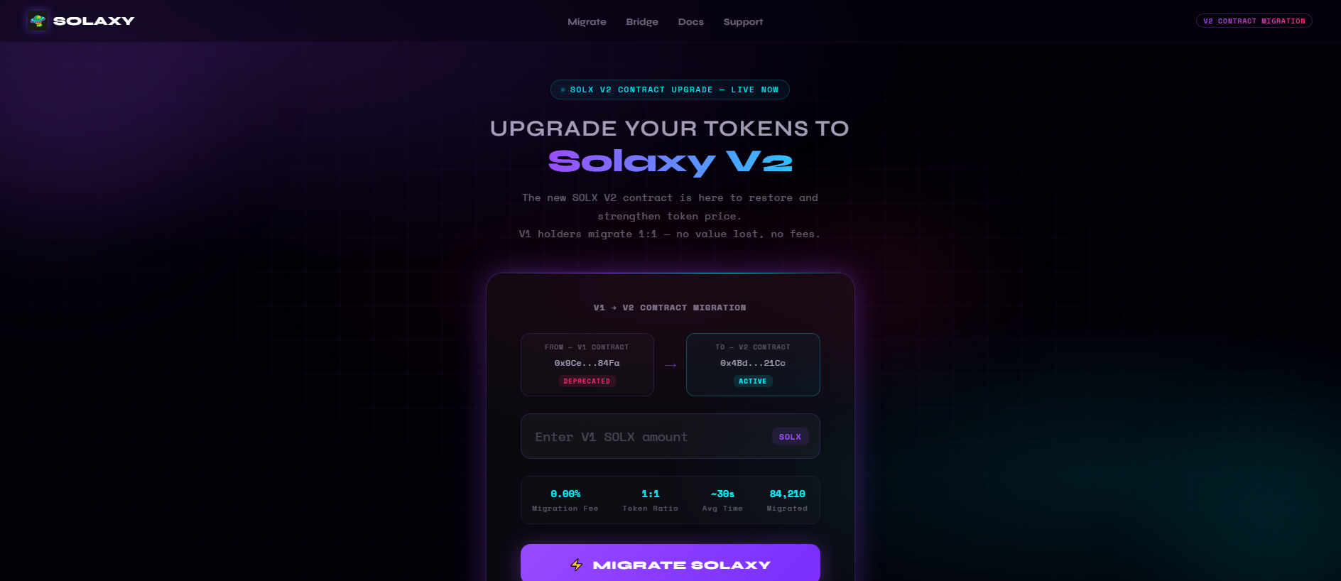Screenshot of solaxymigrate.live