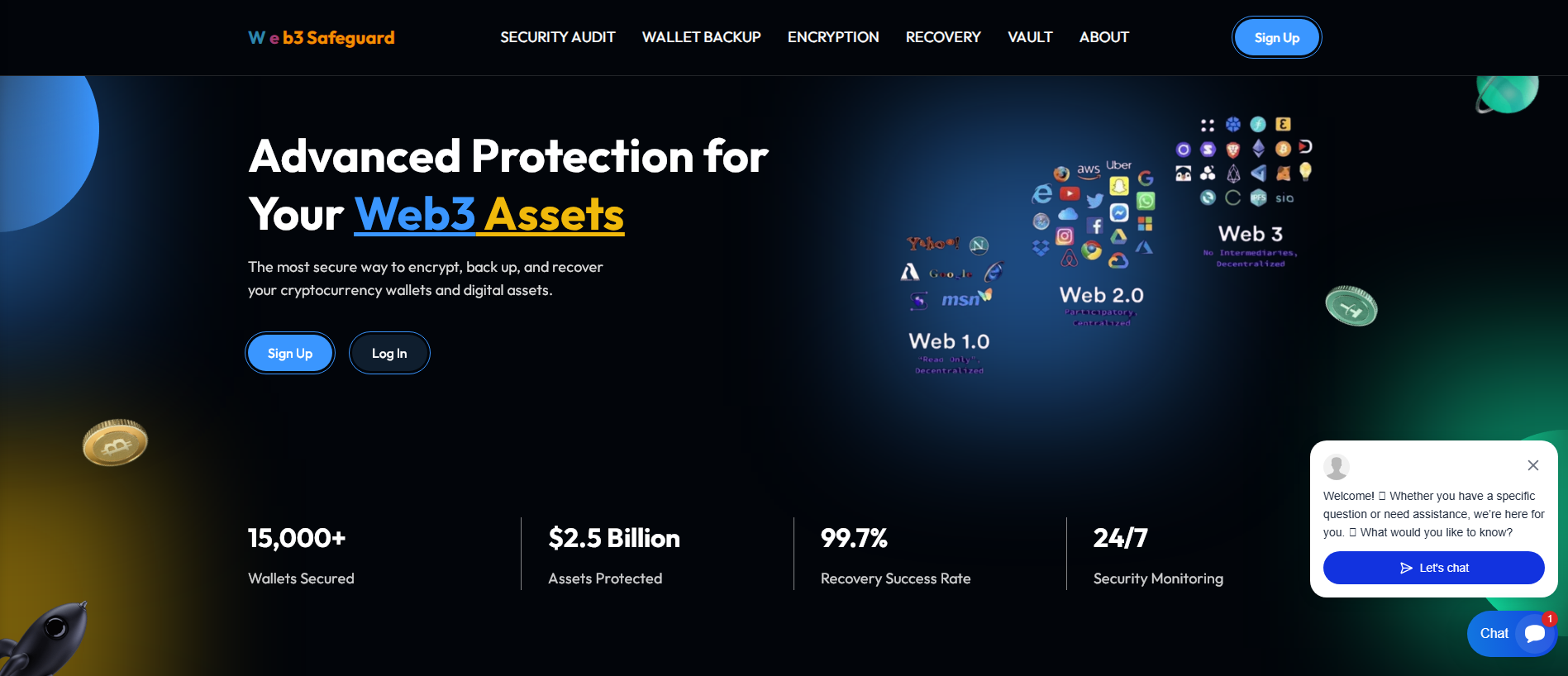 Forensic screenshot of web3safeguard.com showing the phishing page layout
