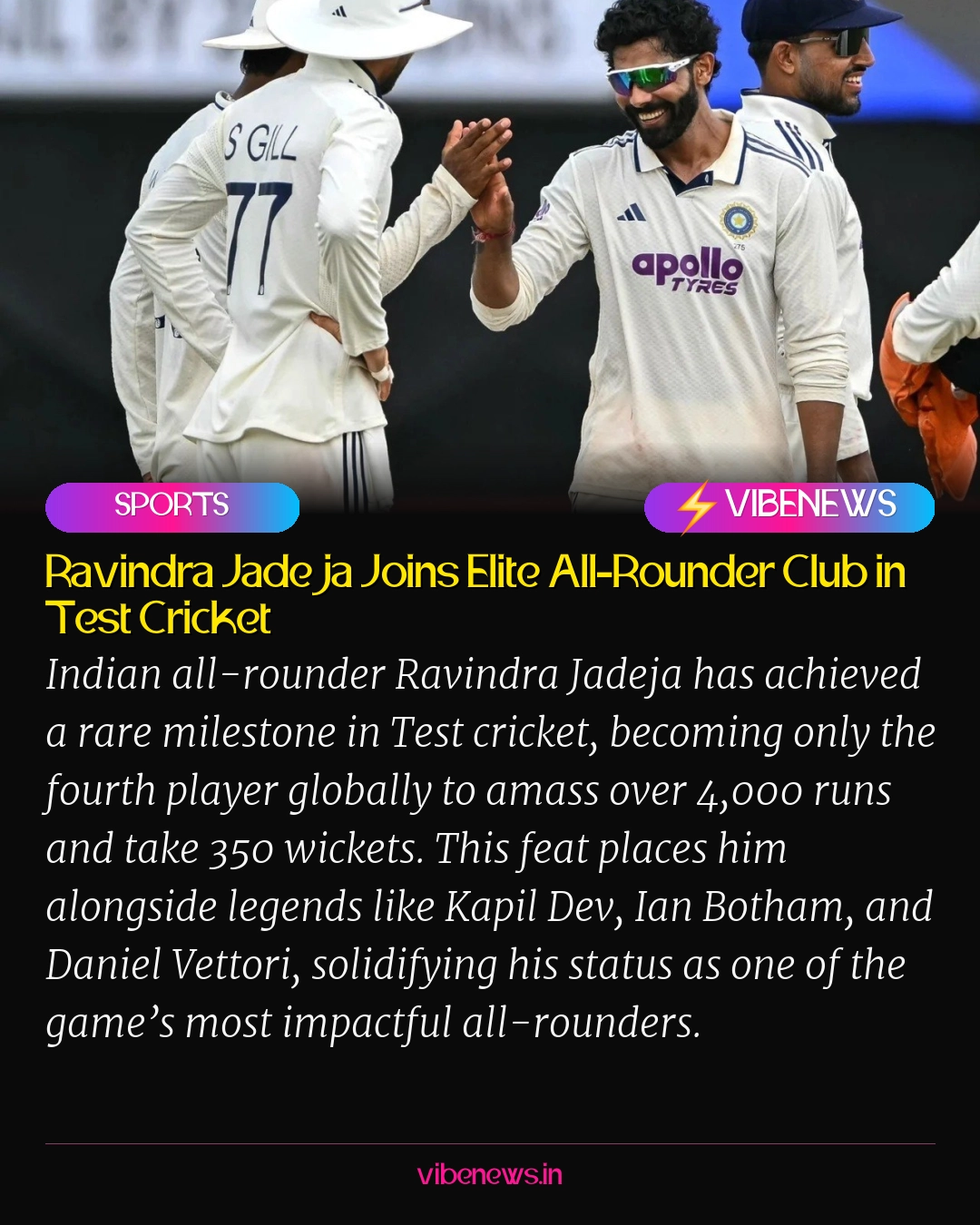 Ravindra Jadeja Joins Elite All-Rounder Club in Test Cricket