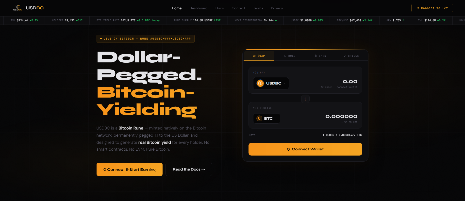 Screenshot of usdbc.app