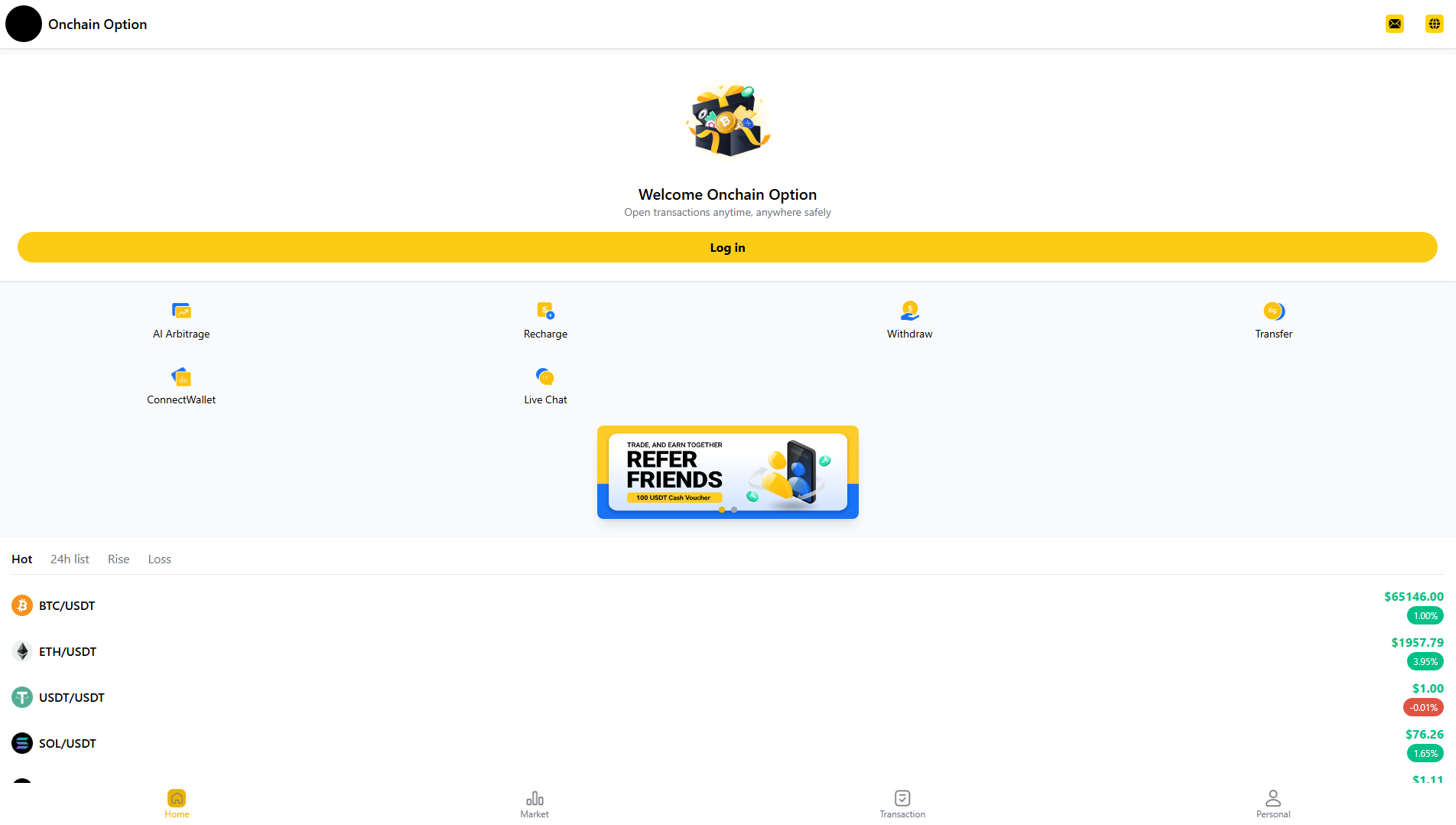 Forensic screenshot of onchainopt.com showing the phishing page layout