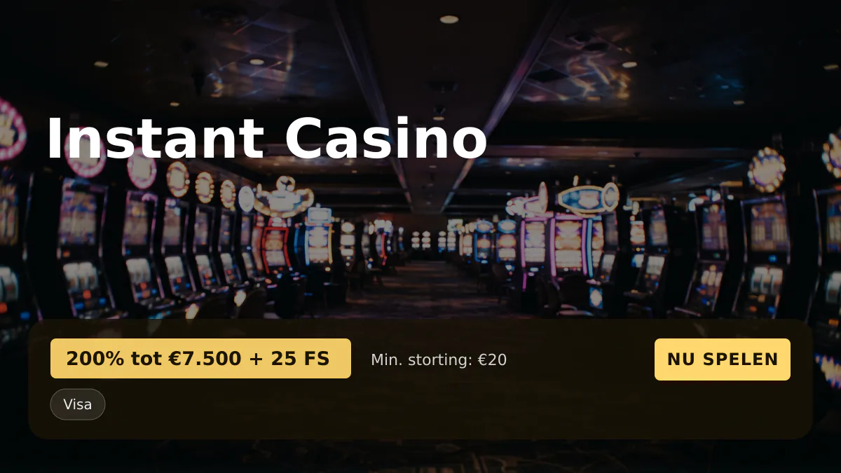 Instant Casino — welkomstbonus 200% tot €7.500 + 25 FS, betalingen: Visa, Mastercard, Sofort, Giropay, Pix