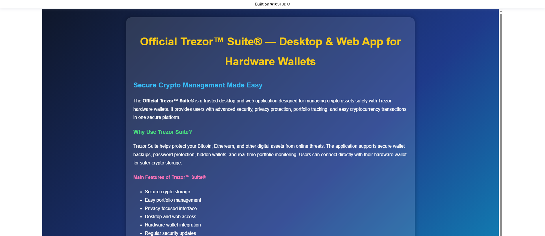 Screenshot of trezrsuithome.wixstudio.com