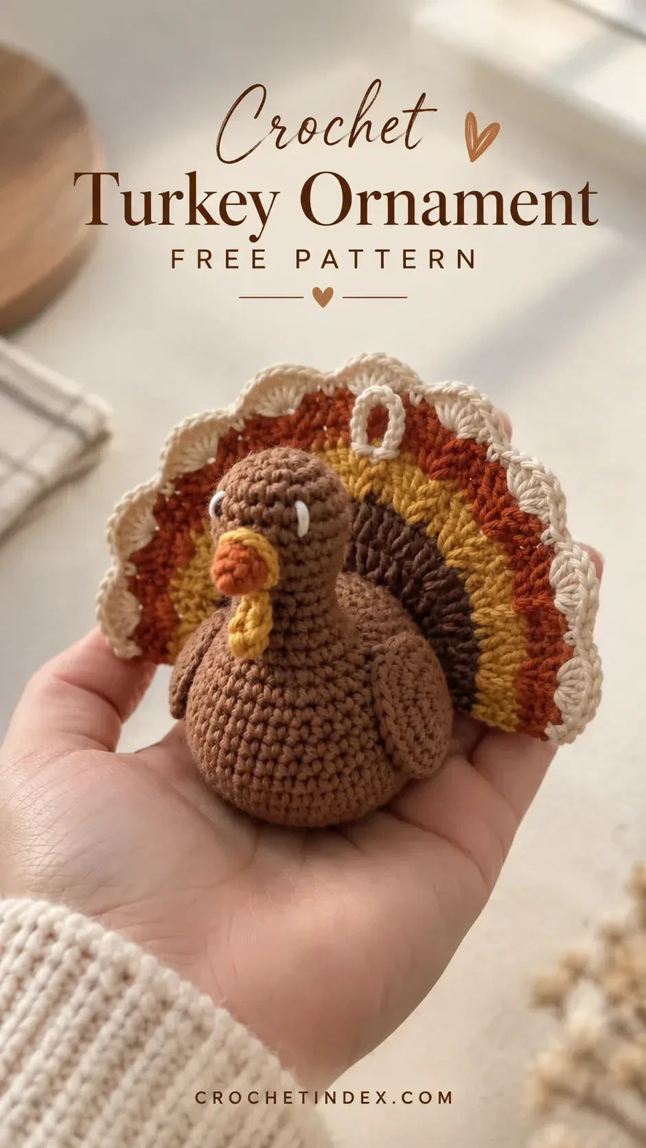 Crochet Turkey Ornament Free Pattern Pinterest pin