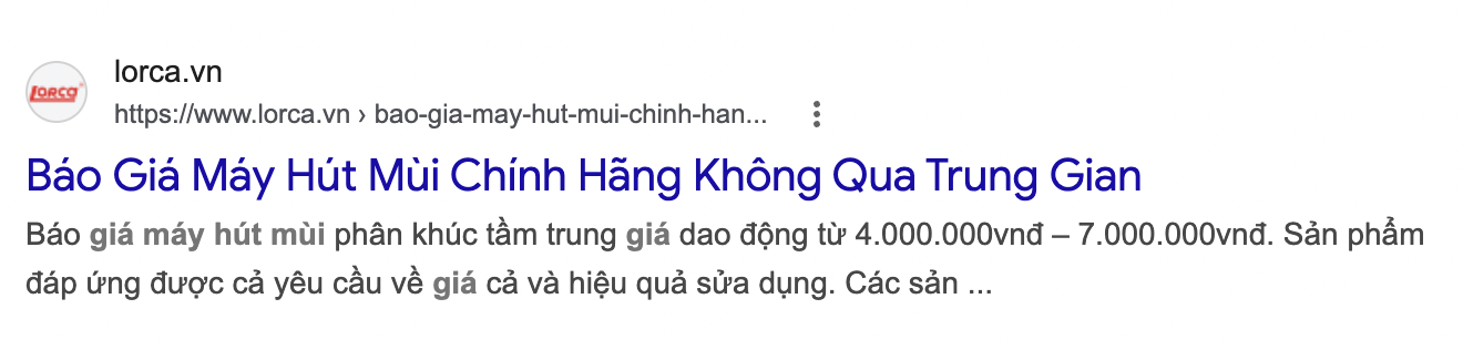 Kết quả Google cần bấm vào