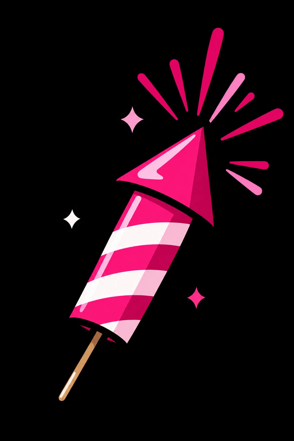 Illustration of a lit pink firecracker