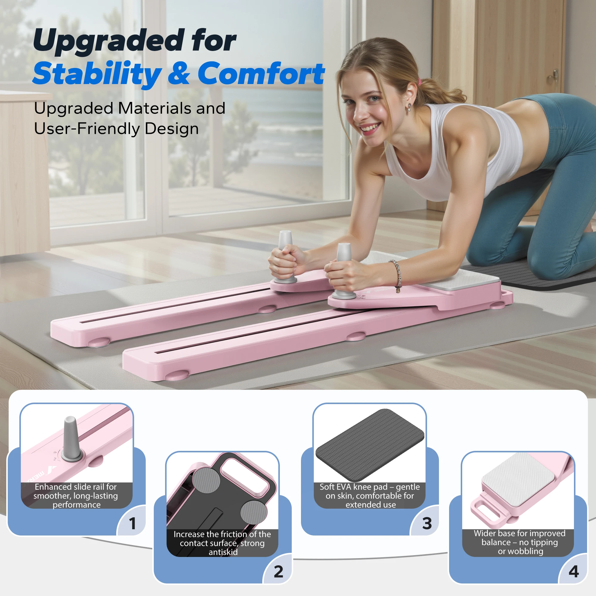 MERACH Pilates Board Multifunctional Abdominal Plate Detachable Ab Trainer with Anti-Slip Design Portable Pilates Reformer view 4