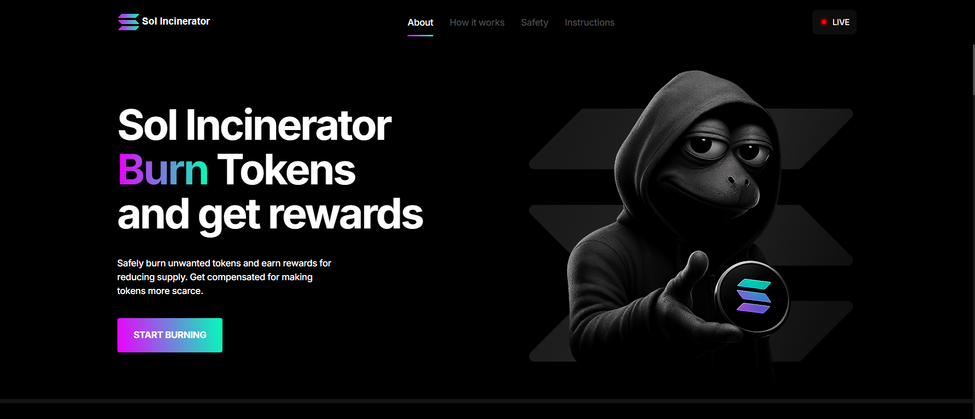 Forensic screenshot of solburn.run showing the phishing page layout