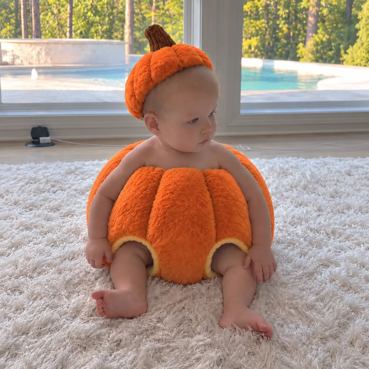 Customer photo of the pumpkin seat at home