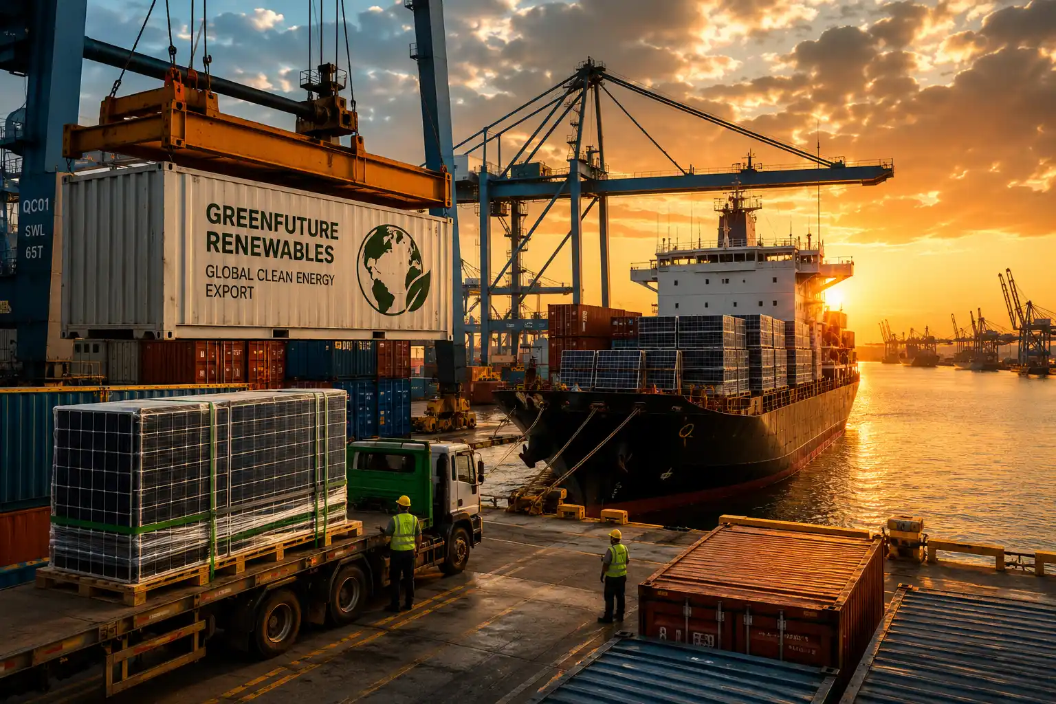 Renewable energy equipment export and shipping logistics