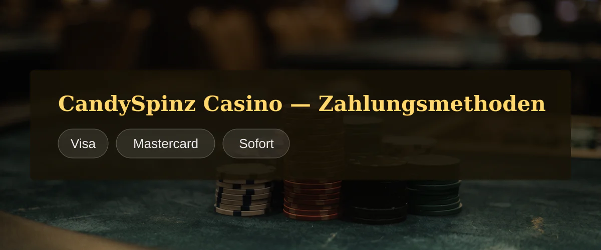 CandySpinz Casino — Zahlungsmethoden: Visa, Mastercard, Sofort