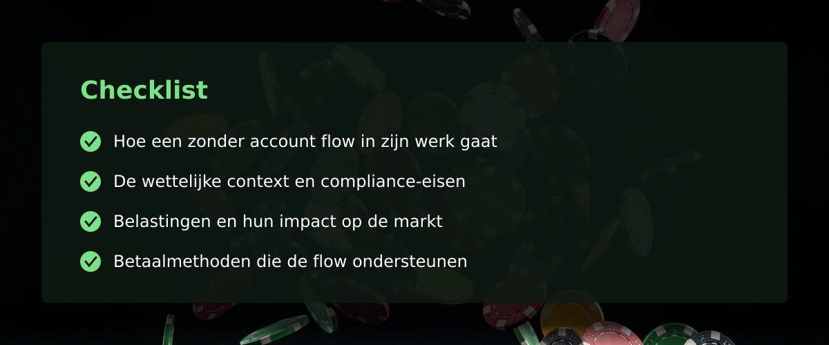 Zonder account casino: betalen en spelen in één handeling — Checklist