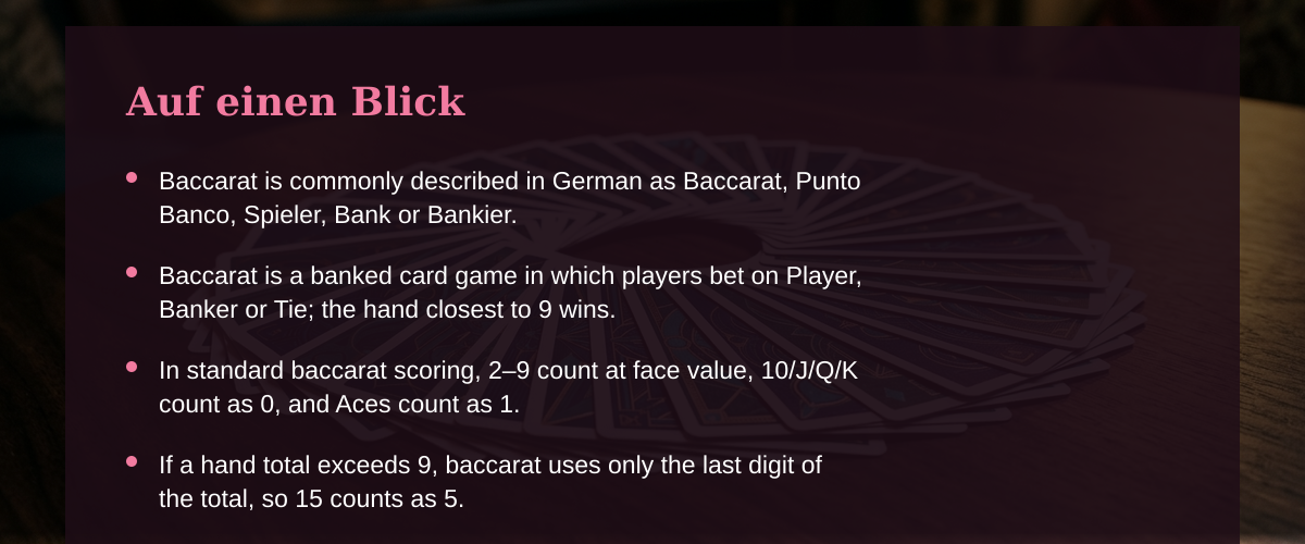 Baccarat im deutschen online-casino: Regeln, möglichkeiten und grenzlinien — Auf einen Blick