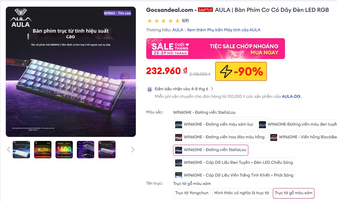 AULA | Bàn Phím Cơ Có Dây Đèn LED RGB