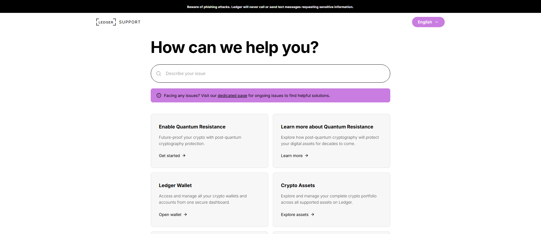 Forensic screenshot of quantumcontrolsystemledger.com showing the phishing page layout