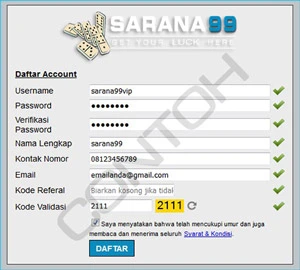 cara daftar di sarana99