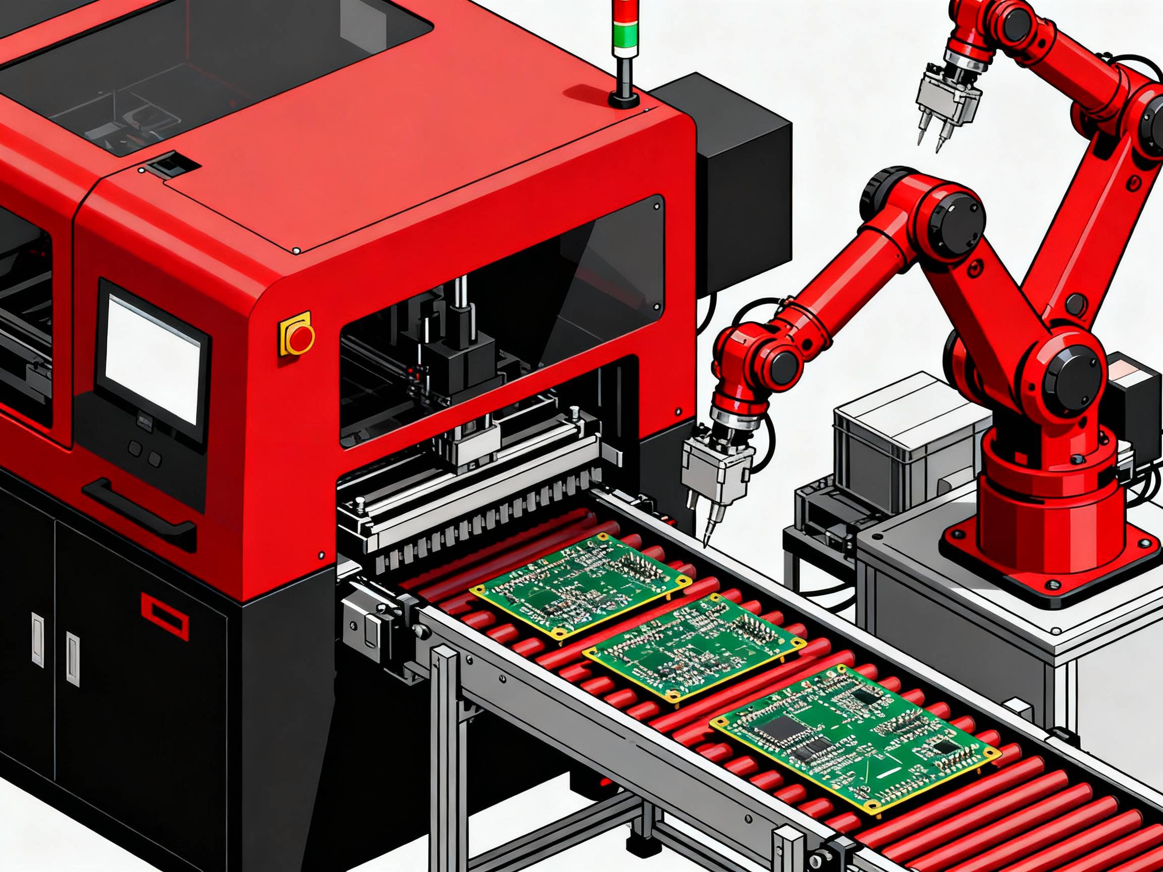 Automated selective soldering machine in manufacturing.