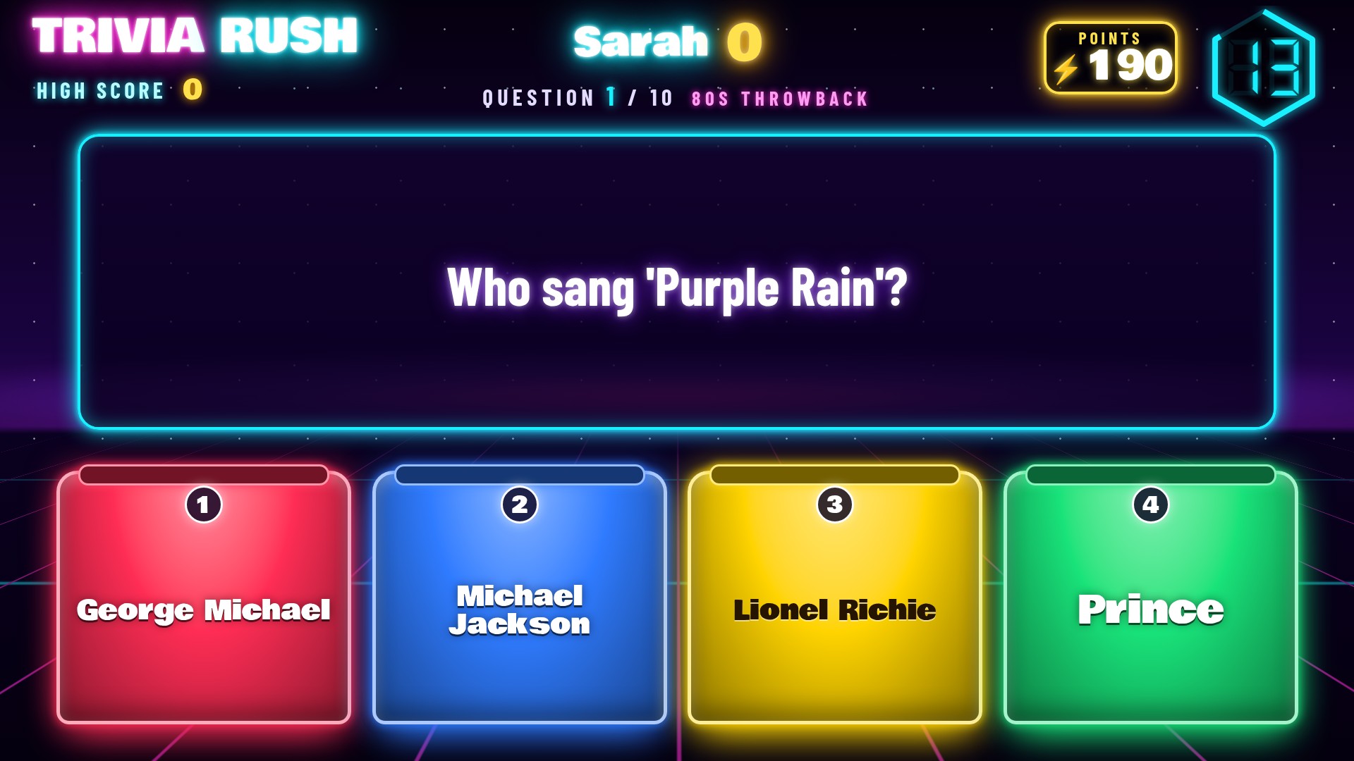 Question with 4 Coloured Answers