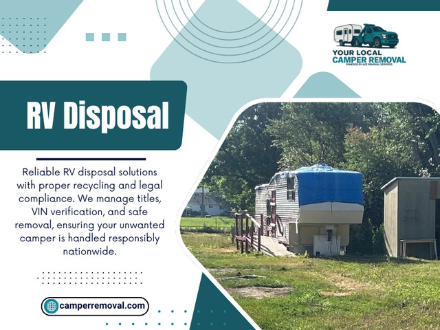 Attempting RV Disposal without professional help can be time-consuming and difficult. Motorhomes often require specialized equipment for towing and removal, along with proper handling of waste materials.

Your Local Camper Removal

Phone: (844) 474-2429

Read Our Blogs:

https://camperremovalservices.medium.com/travel-trailer-removal-881ae474f70c

https://penzu.com/public/f3edc060b6ac70d0

https://camperremoval.wixsite.com/rvremoval/post/rv-removal-california

More Links:

https://beacons.ai/camperremovals

https://vimeo.com/camperremoval

https://issuu.com/camperremoval