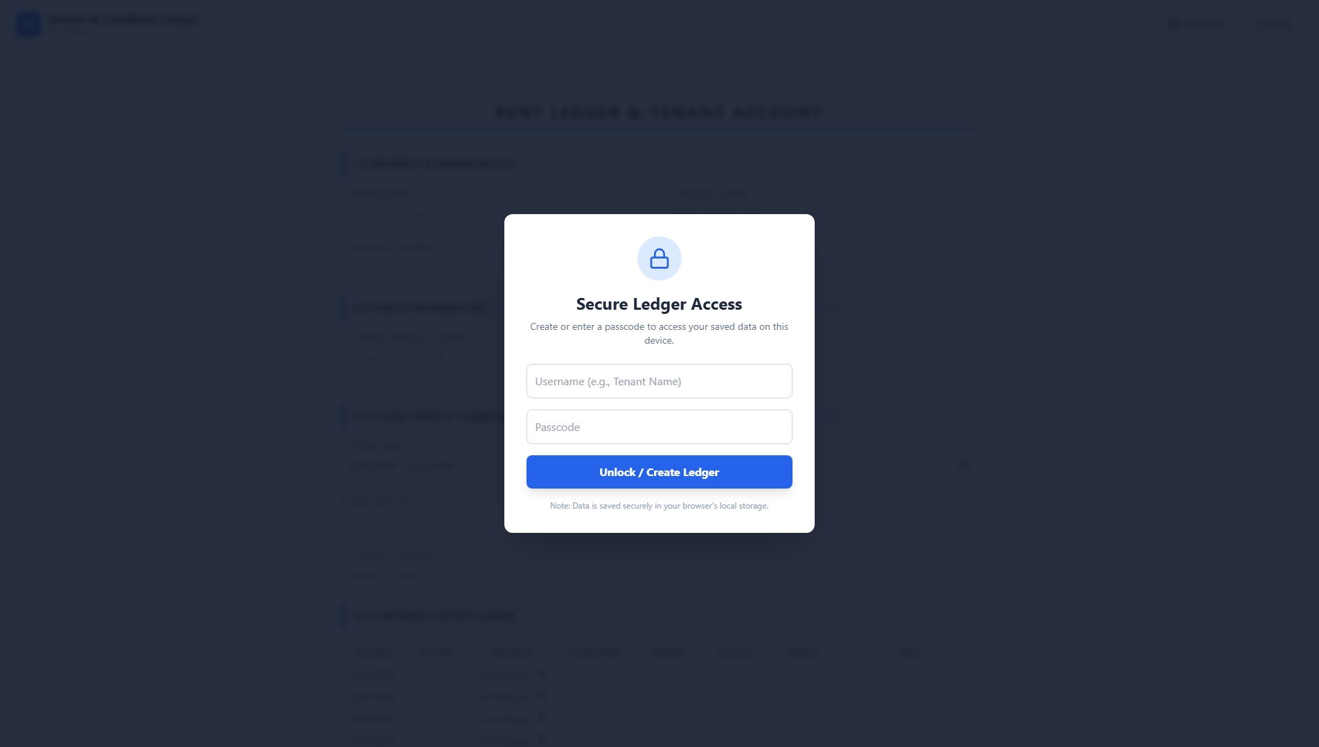 Stored capture of rentledger.live