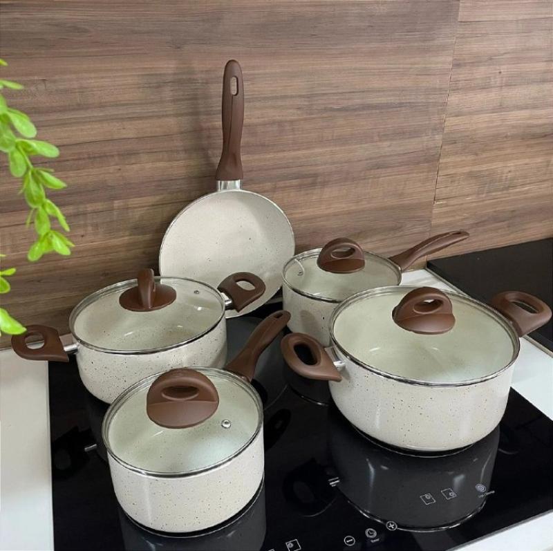 Jogo De Panelas Brinox Smart Plus 6pçs Ceramic Life Vanilla 4791/102